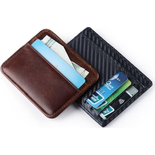 Mens RFID Blocking Credit Card Holder PU Leather Slim Credit Card Holder RFID Anti-chief Carbon Fiber Cardholder