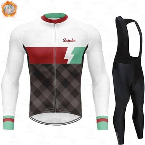 2021 New Ralvpha Road Bike Winter Cycling Clothing Thermal Fleece Cycling Jersey Set MTB Cycling Bib Pants Men Ropa Ciclismo