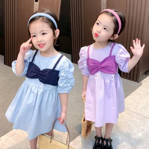 Baby Girls Dresses Puff Sleeve Fashion Summer Dress 2021 Kids Girl A-Line Boutique Princess Sundress Children Cloothes