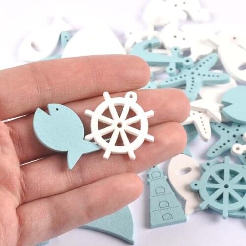 20pcs 29mm Ocean Animal Wood charm pendant Accessories DIY Crafts For Handmade Scrapbook Home Decoration Ornaments