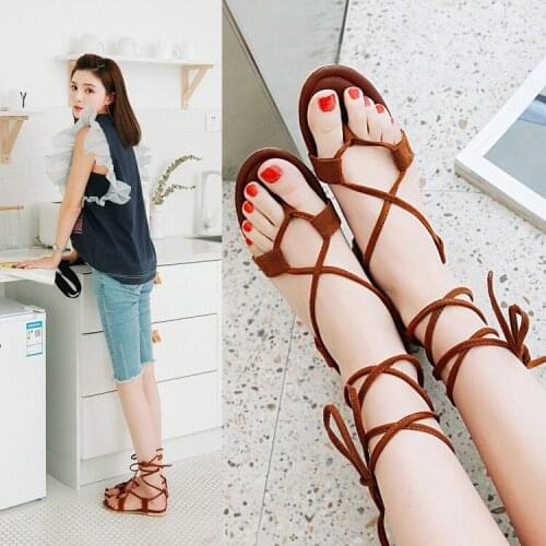 PXELENA Casual Comfort Flat Strappy Sandals Women Rome Cross-tied Gladiator Sandals Girls Thong Flip Flops School Date Shoes New
