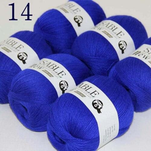 Sale 6*50gr Super Soft Pure Sable Cashmere Wrap Shawls Hand Knit Wool Crochet Yarn Royal Blue 243-14-6
