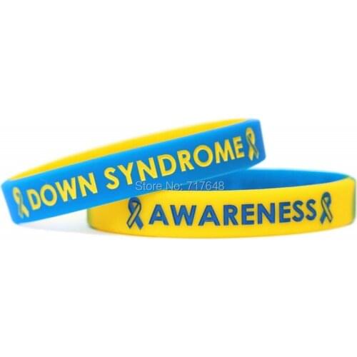 100pcs Down Syndrome Awareness wristband silicone bracelets free shipping by epacket A