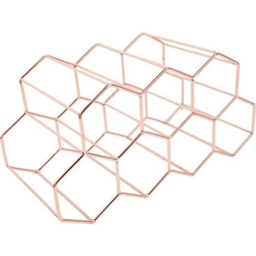 Modern Metal Honeycomb Wine Rack Wine Bottle Storage Beehive Tabletop Wine Rack 1XCA