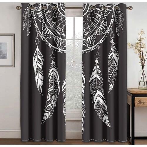 Modern clear and simple Bohemian Earrings Window curtain For Living room Bedroom Blackout Drapes Sets (left and right side)