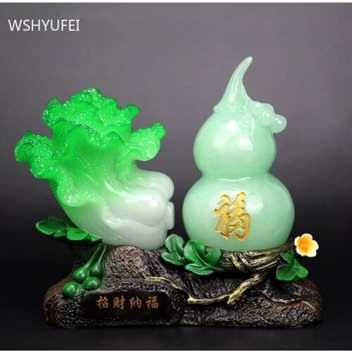 Traditional Resin Chinese Cabbage Ornaments Living Room Lucky Fortune Decoration Office Desktop Decor Crafts Home Accessories
