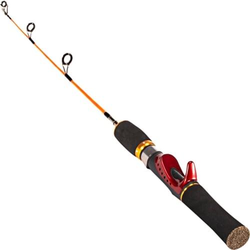 Ice Fishing Rod Portable Winter Fishing Rod 52cm Anti-Slip Sweat Absorption Handle Fishing Rod Metal Bait Spinning Fishing Tool