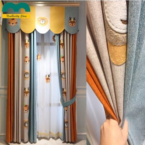 Good Quality Cartoon Curtains for Bedroom Kids Lion Tiger Elk Childrens Bedroom Curtains Boys and Girls Curtains Blackout