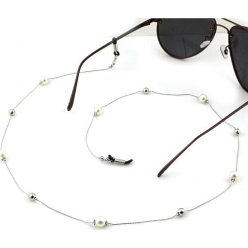 Link Chain Acrylic Pearl Beads Glasses Chains Silicone Eyeglasses Cord Sunglasses Necklace Band Accessories