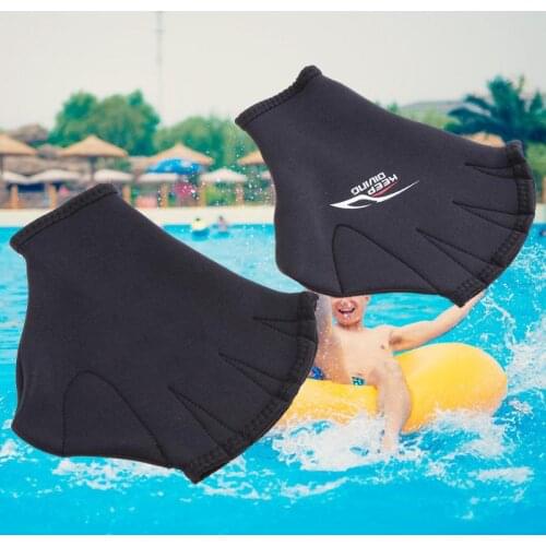 1 Pair Unisex Swimming Webbed Gloves Adult Paddle Training Frog Finger Diving Fins Handwears Swimming Equipment