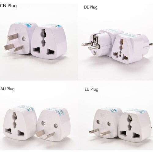 1pc Universal EU UK US GER AU CHN Plug Adapter European Germany Australia China Power Plug Socket White Travel Converter Plug