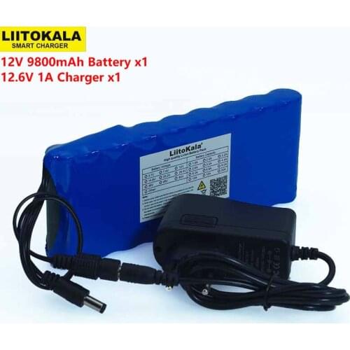 12 v 9.8Ah 9800mAh 18650 Rechargeable batteries 12V Li-Ion Battery pack Protection Board CCTV Monitor battery +12.6V 1A Charger