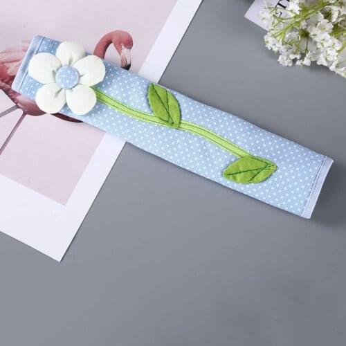 2PCS Sunflower Design Refrigerator Handle Covers Skin-friendly Fabric Fridge Stand Door Handle Gloves-Back Adhesive Tape fit