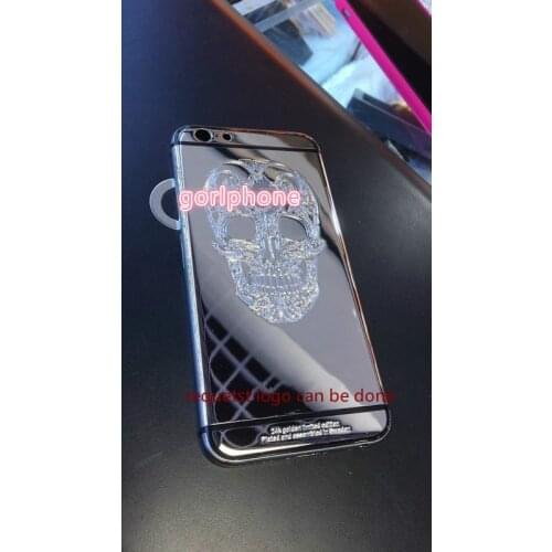 2019 high Quality Middle Frame Rear Door Housing for iphone 6/6s plus 24k real Gold Chassis Back Cover with skull design