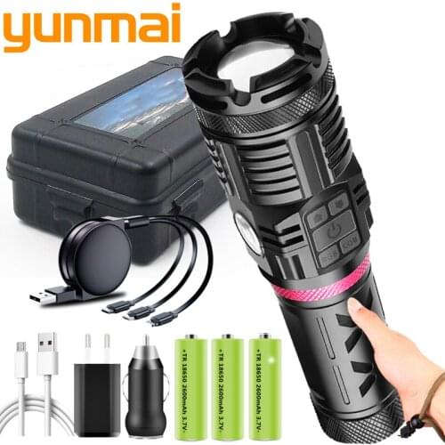 4-core XHP90.2 4 Colors High Quality Led Flashlight USB Rechargeable Powerbank 3pcs 18650 Battery Torch Aluminum Zoom Lantern