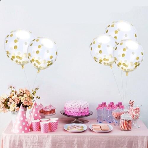 5pcs/lot Glitter Confetti Balloons Happy Birthday Baby Shower Gold Foil Confetti Balloons Wedding Party Decorations