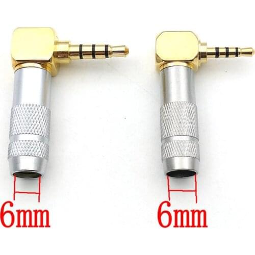 50pcs 2.5mm/3.5mm 4 Pole 90 Degree Plug Angled Jack Cable Solder connector