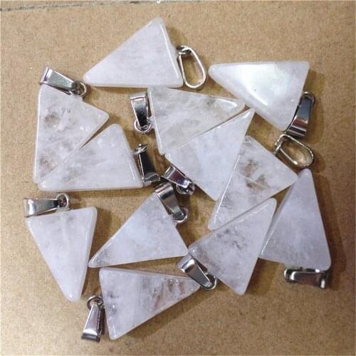 50Pcs 20x15x6mm Wholesale Natural White Crystal Triangle Pendant Bead DIY Earrings Jewelry Accessories S605