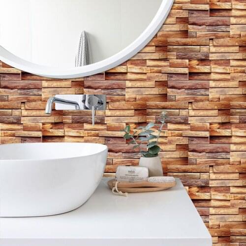 6PCS Removable 3D Wallpaper Self-adhesive Wall Stickers Bathroom Tile Stickers for Kitchen Renovation