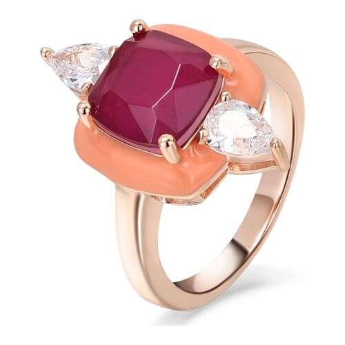 925 Sterling Silver High Quality Zircon Natural Red Green Fushion Stone Colorful Enamel Ring For Womens Party Luxury Jewelry