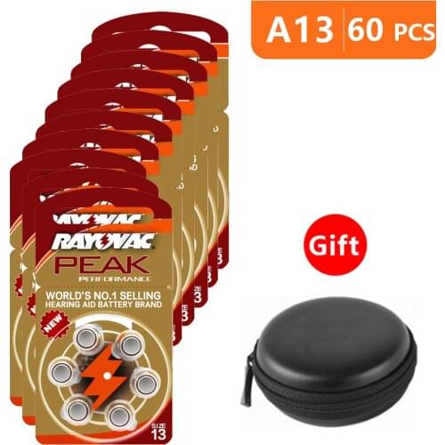 Hearing Aid Batteries Size 13 za Rayovac Peak Performance,Pack of 60,Orange Tab PR48 1.45V Type A13 AU-6nhs Zinc Air Battery