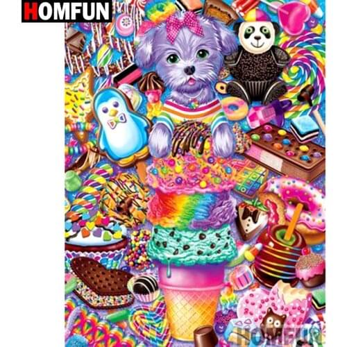 HOMFUN Full Square/Round Drill 5D DIY Diamond Painting "Cartoon color dog" Embroidery Cross Stitch 3D Home Decor Gift A12459