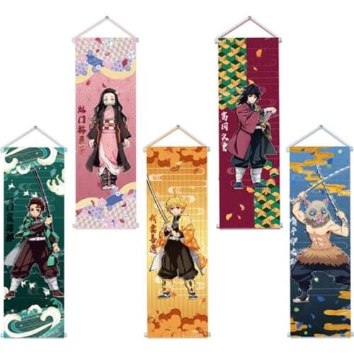 Anime Demon Slayer: Kimetsu No Yaiba Hashibira Kochou Shinobu Kanroji Kamado Wall Scroll Poster Wall Hanging Poster Decor