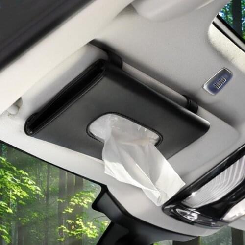 Car Visor Tissue Tissue Boxes Business Fashion PU Leather Hanging Paper Towel Clip Napkin Holder Backseat Tissue Case