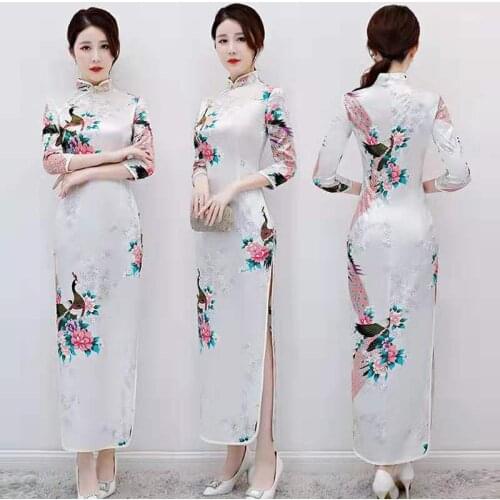 Spring and summer long qipao dress 7 minutes of sleeve of cultivate ones morality breathable comfortable China womens clothing