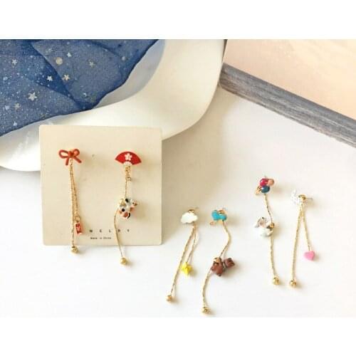 Long Bowknot Love Korean Clip on Earrings Girls Little Animal Kids Earrings