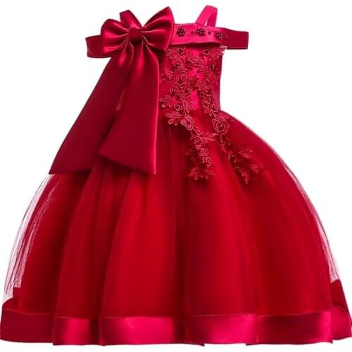 Elegant Girl Princess Dress Dots Bow 2019 Children Christmas Performance Show Costume Kids Dresses For Girls 2 4 8 10 Years