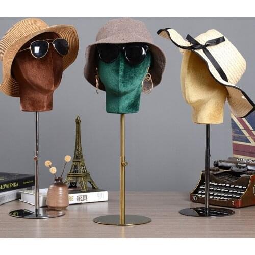 Flannel Hat Rack Tabletop Wig Display Stand Adjustable Height Metal Bracket