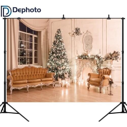 Dephoto Christmas Tree Candle Armchair Scene Baby Photography Backgrounds Customized Photographic Backdrops For Photo Studio