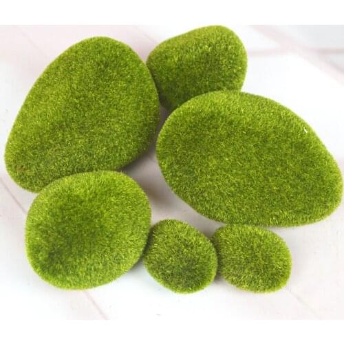 6PCS/Set Simulation Mosses Stone Artificial Mosses Fake Mosses Model for DIY Micro Landscape Fairy Garden Decoration Grass Plant
