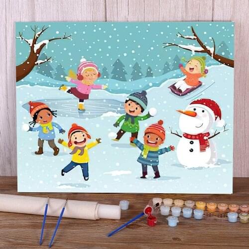 Christmas Snowball Painting By Numbers Set Acrylic Paints 40*50 Picture By Numbers Photo Wall Decoration For Adults Handiwork