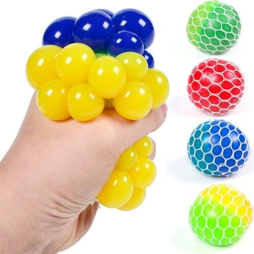 Colorful Stress Grape Ball Kneading Decompression Soft Foam Squeeze Balls Squishy Stress Relief Balls Toys for Kids Children Adu
