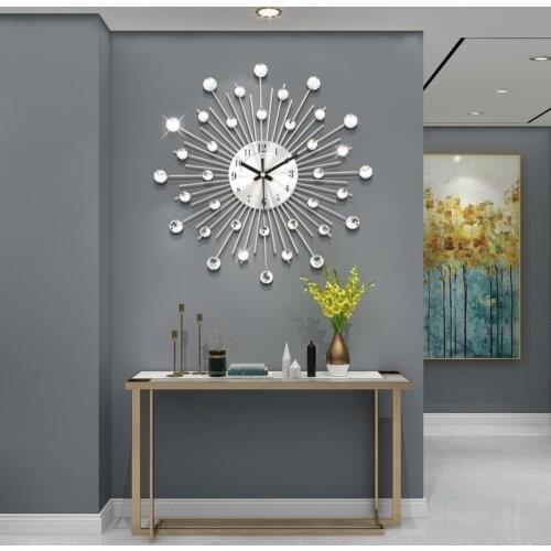 Silver crystal metal wall clock original vintage metal home decoration clock wall clock modern design WJ815