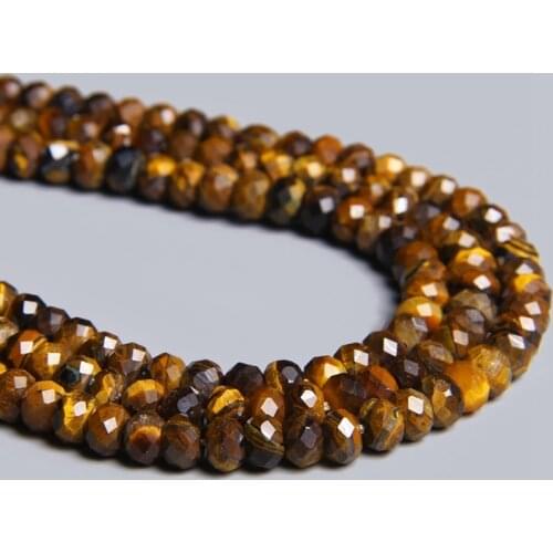 Natural Yellow Tiger Eye Flat Disk Faceted Jaspers Gem Stone Beads Bracelet Necklace Spacer Beads Charm For Jewelry Making 4x6mm
