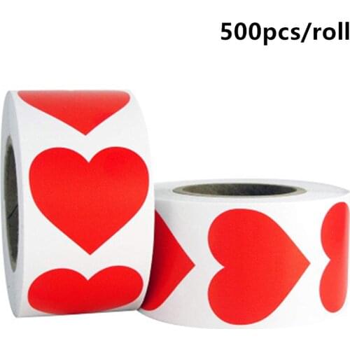 NEW 500pcs/roll Red Pink Love Heart Stickers Scrapbooking DIY Gift Label Sticker Birthday Party Supplies Kawaii Sticker Statione