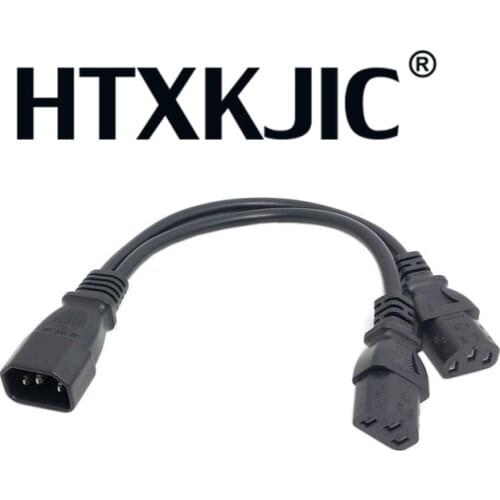 Single C14 Socket to Dual C14 Power IEC320 Y Type Splitter Adapter Cable Cord 30cm