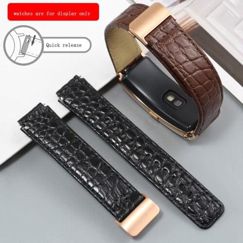 Crocodile Leather Watch Strap For Huawei B3 B6 Smart Sport Bracelet Leather Wristband Folding Buckle Watchband For Men And Women