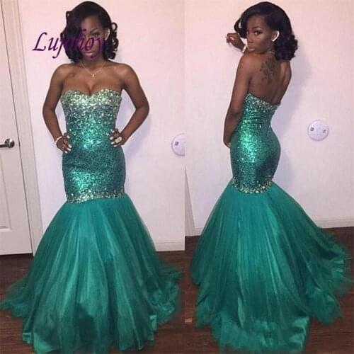 Luxury Long Mermaid Evening Dresses Party Plus Size Sequin Women Ladies Sexy Prom Formal Evening Gowns Dresses