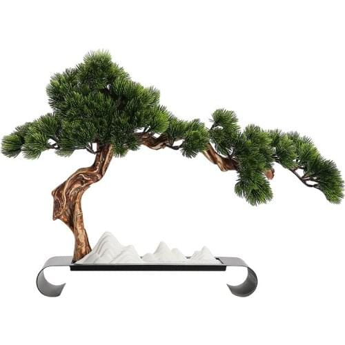 Solid Wood Dried Landscape Artificial Greeting Pine Rockery Hotel Living Room Hallway Home Decoration Root Carving Ornaments