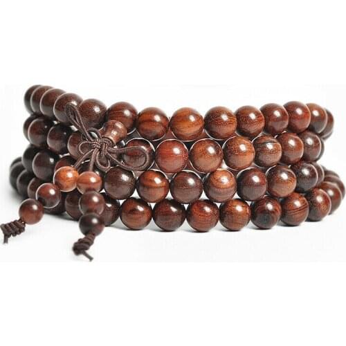 Tibetan Buddhism 108 Red Sandalwood willow Prayer Bead Mala Necklace