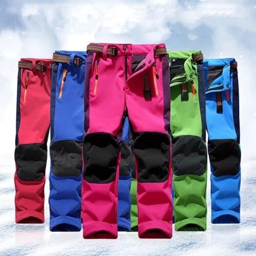 2021 New Windproof Waterproof Children Outdoor Kids Pants Boys Girls Soft Shell Pants Warm Teensclimbing Pants Sweatpants Enfant