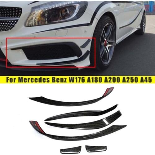 W176 Front Bumper Splitter Lip Canards Spoiler For Mercedes Benz A180 A200 A250 A45 2013-2015 Carbon Fiber