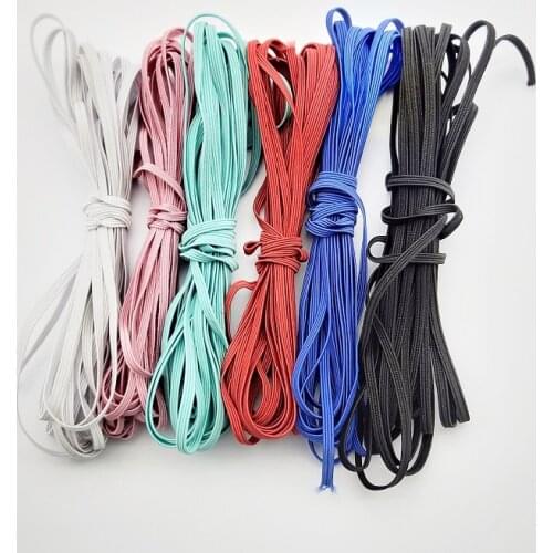 5/10m 3mm Colorful Flat Elastic Bands High Elastic Rope Rubber Band Polyester Ribbon Sewing Garment Accessories