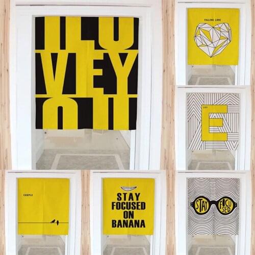 Geometric Letter Cotton Linen Bedroom Half Panel Curtain Blackout Curtain Shower Toilet Geomantic Partition Curtain Door Curtain