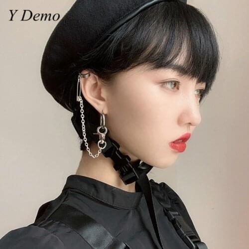 Gothic Pins Chain Collection Women Earring Punk Long Dangle Accessory