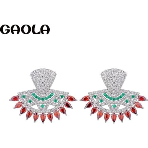 GAOLA Fashion New Design Marquise Cut AAA CZ Cubic Zirconia Sector Female Earring Stud Fan Stud Earrings For Women GLE6053